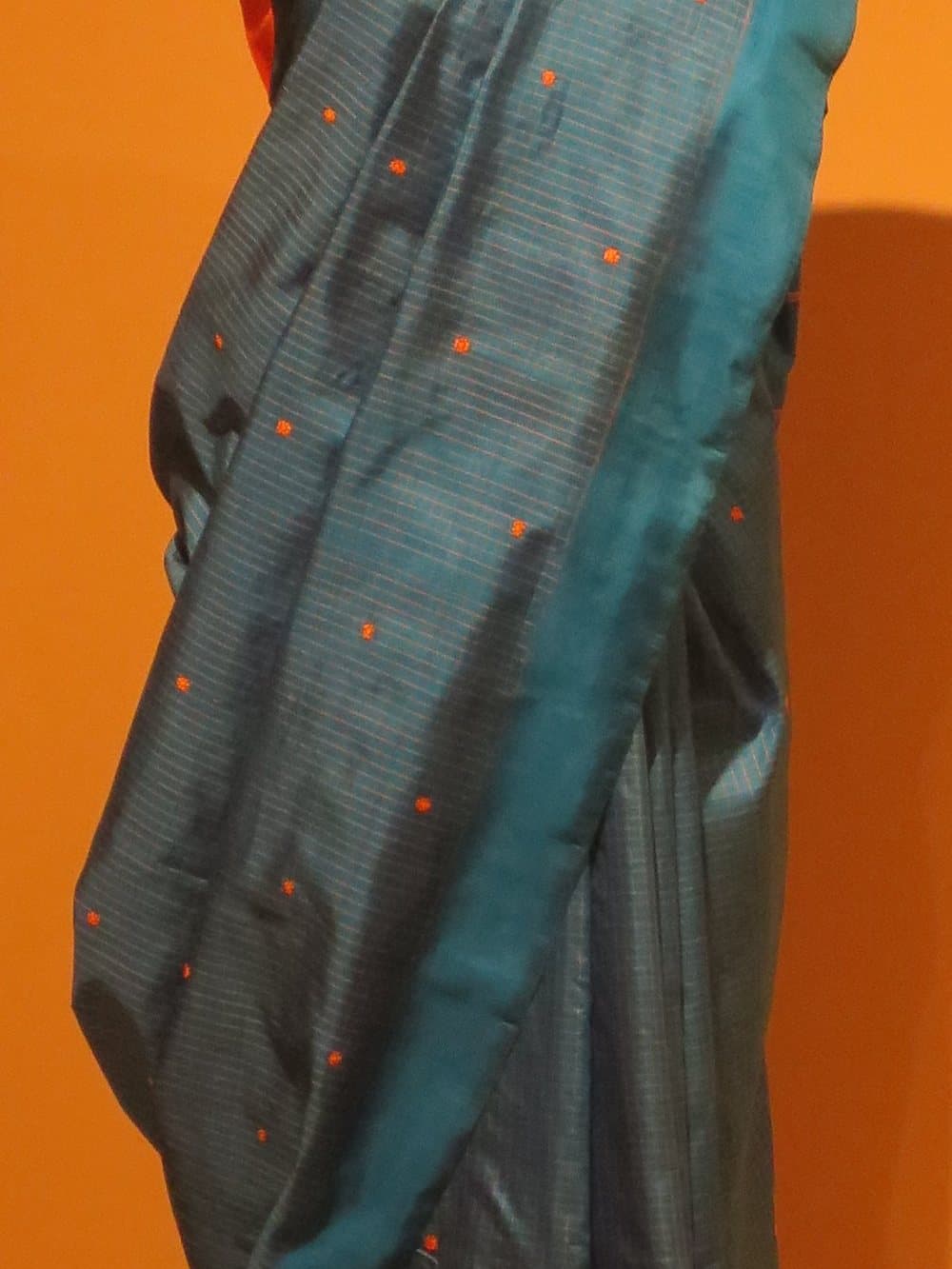 Kanchipuram Checked Silk Saree — Royal Blue